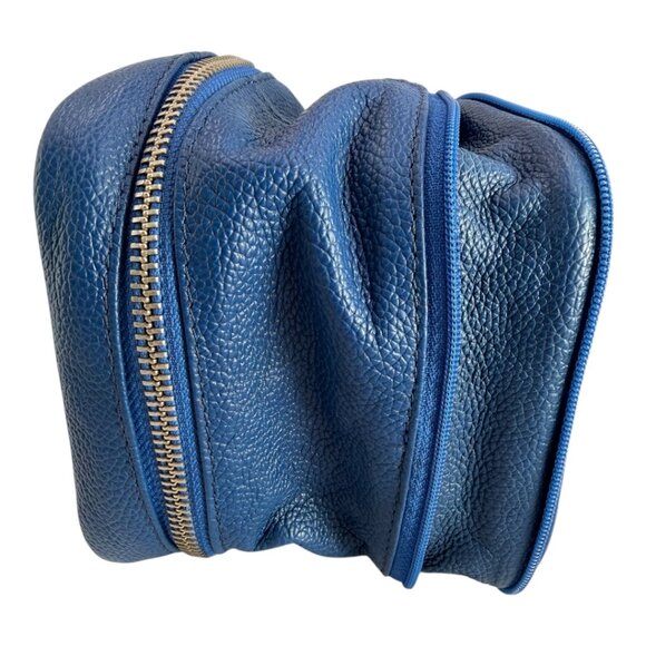 Blue Pebbled Travel Jewelry Organizer Case – Multi-Compartment Zip Storage Bag - Picture 7 of 7